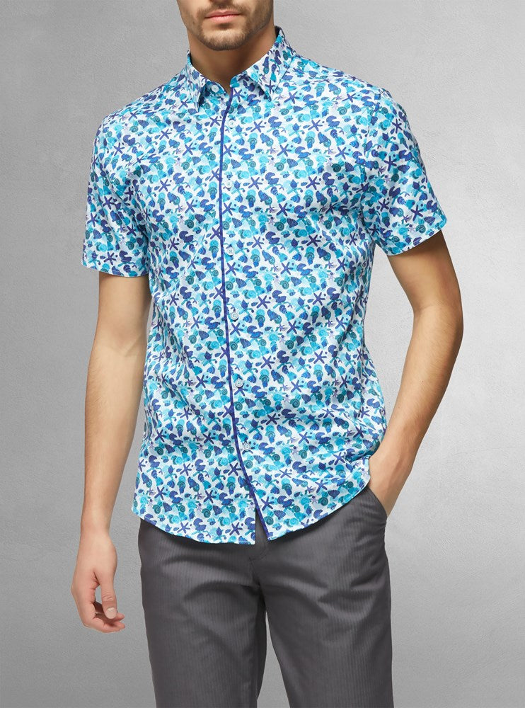 Men&#39;s casual short sleeve stretch shirt