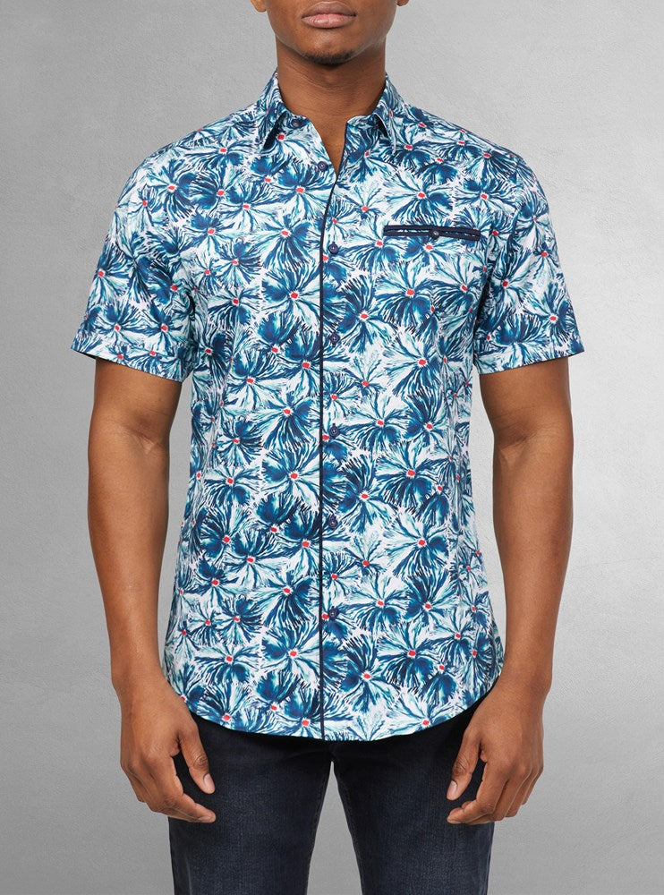 Chemise décontractée en stretch à manches courtes pour hommes