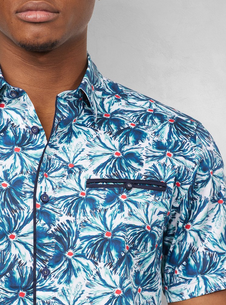 Chemise décontractée en stretch à manches courtes pour hommes