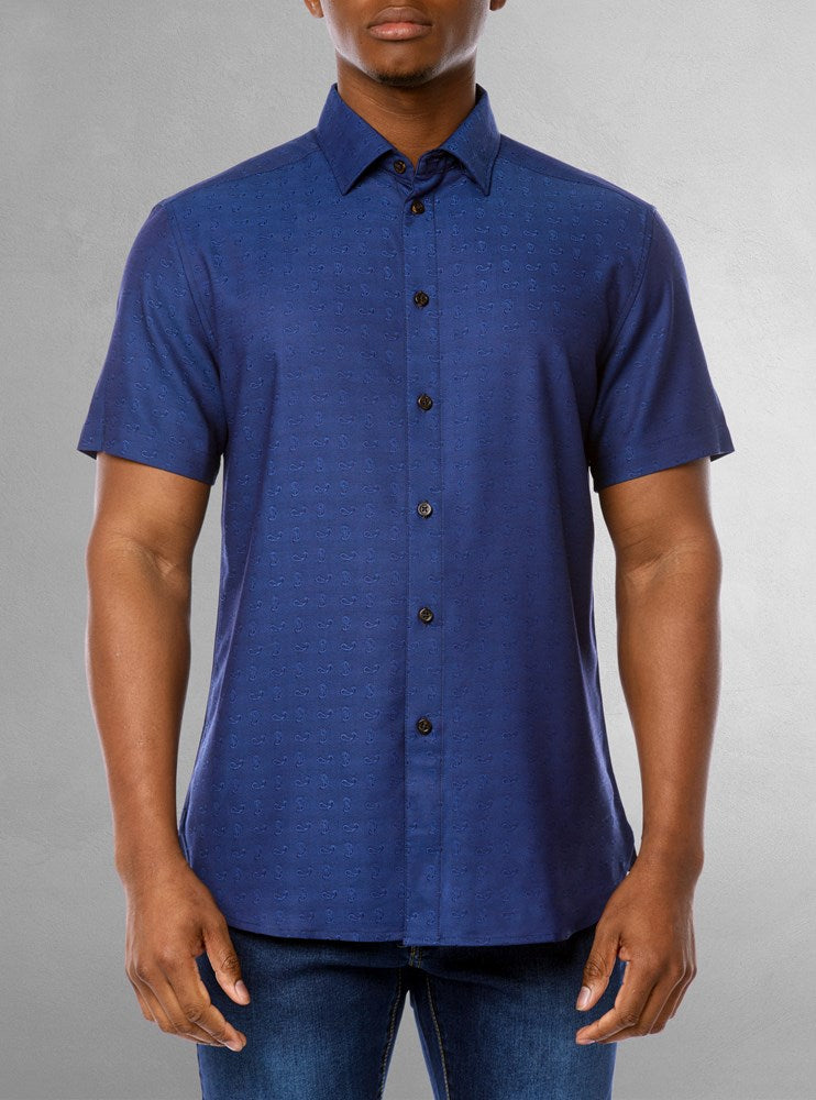 Chemise décontractée en stretch à manches courtes pour hommes