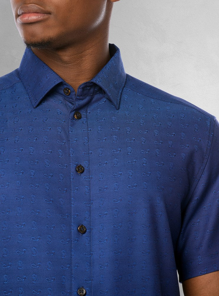 Chemise décontractée en stretch à manches courtes pour hommes