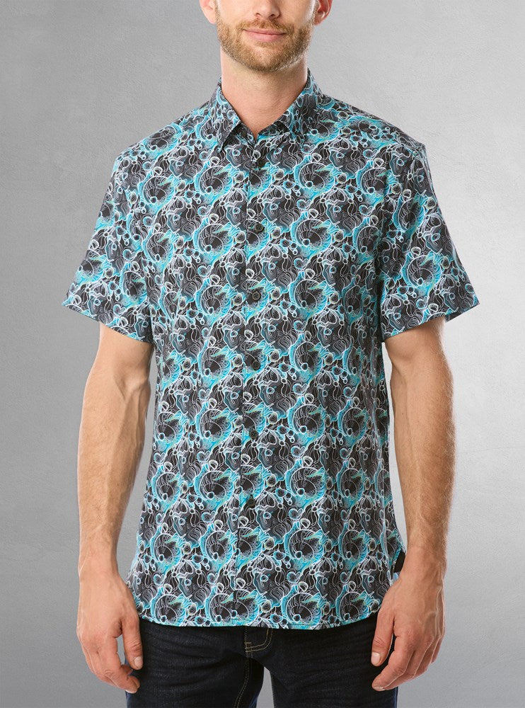 Men&#39;s casual short sleeve stretch shirt