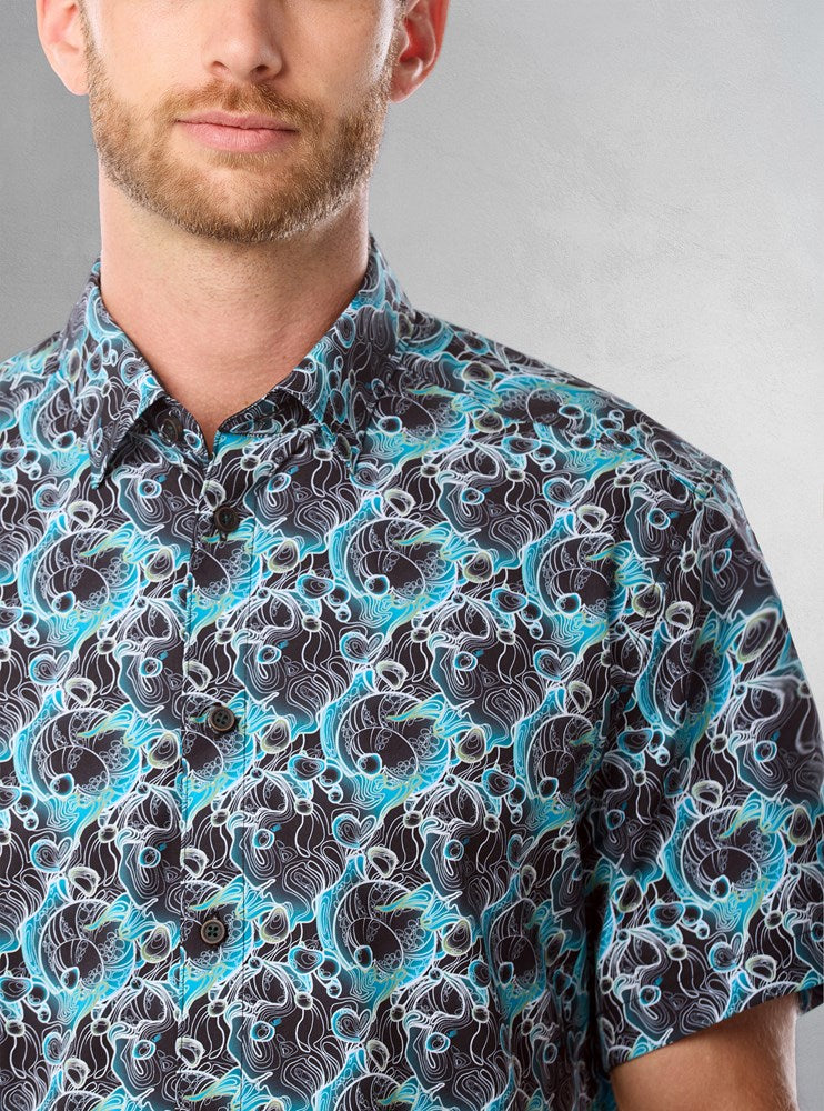 Men&#39;s casual short sleeve stretch shirt