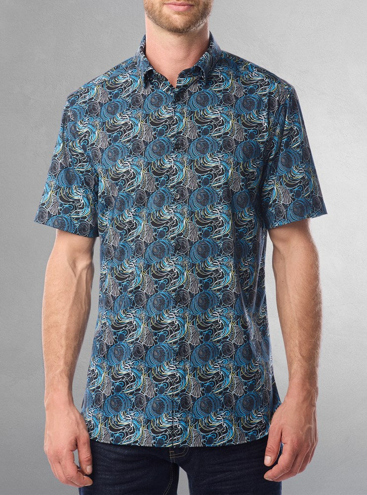 Men&#39;s casual short sleeve stretch shirt