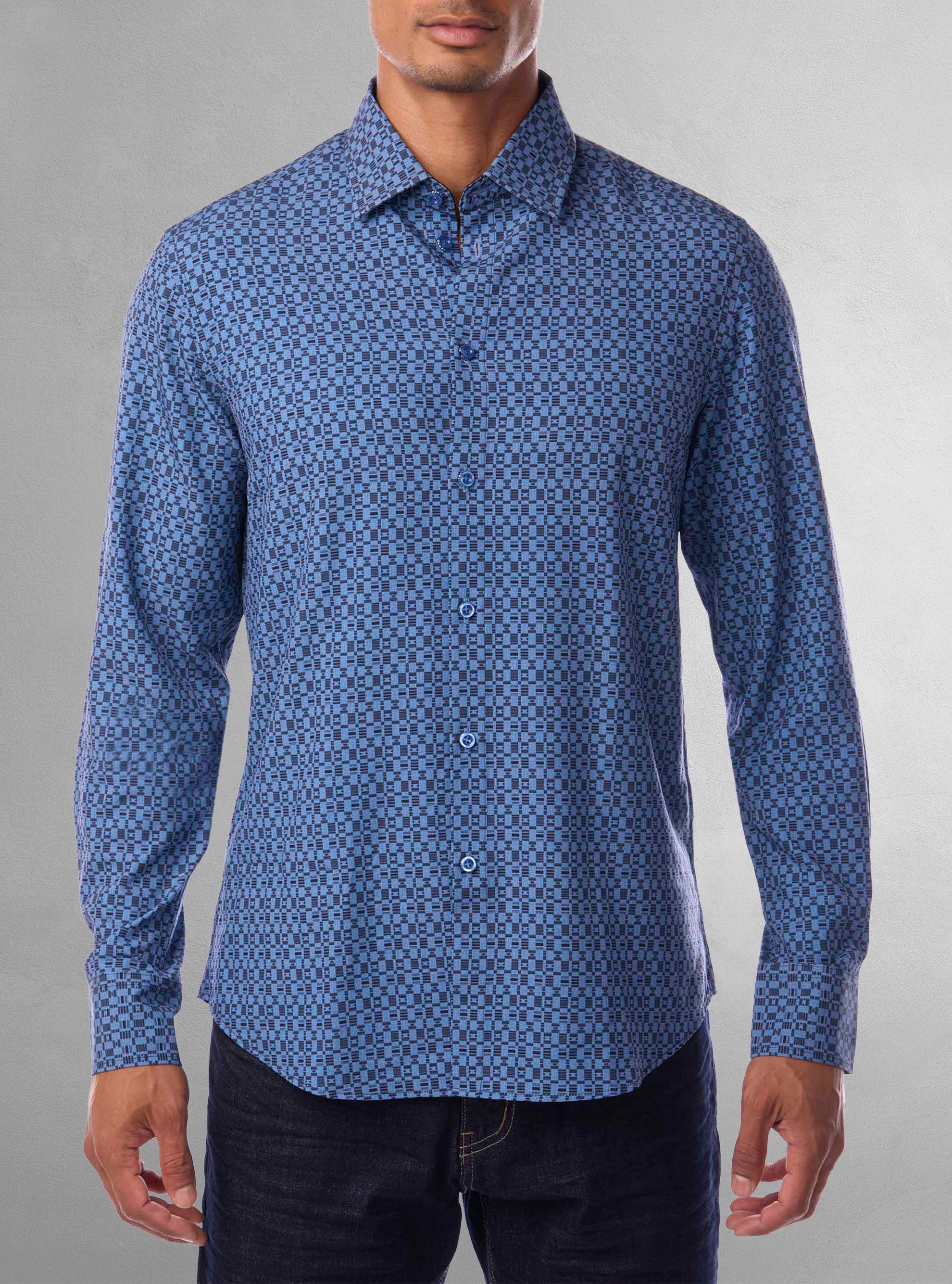 Chemise décontractée à manches longues en stretch pour hommes