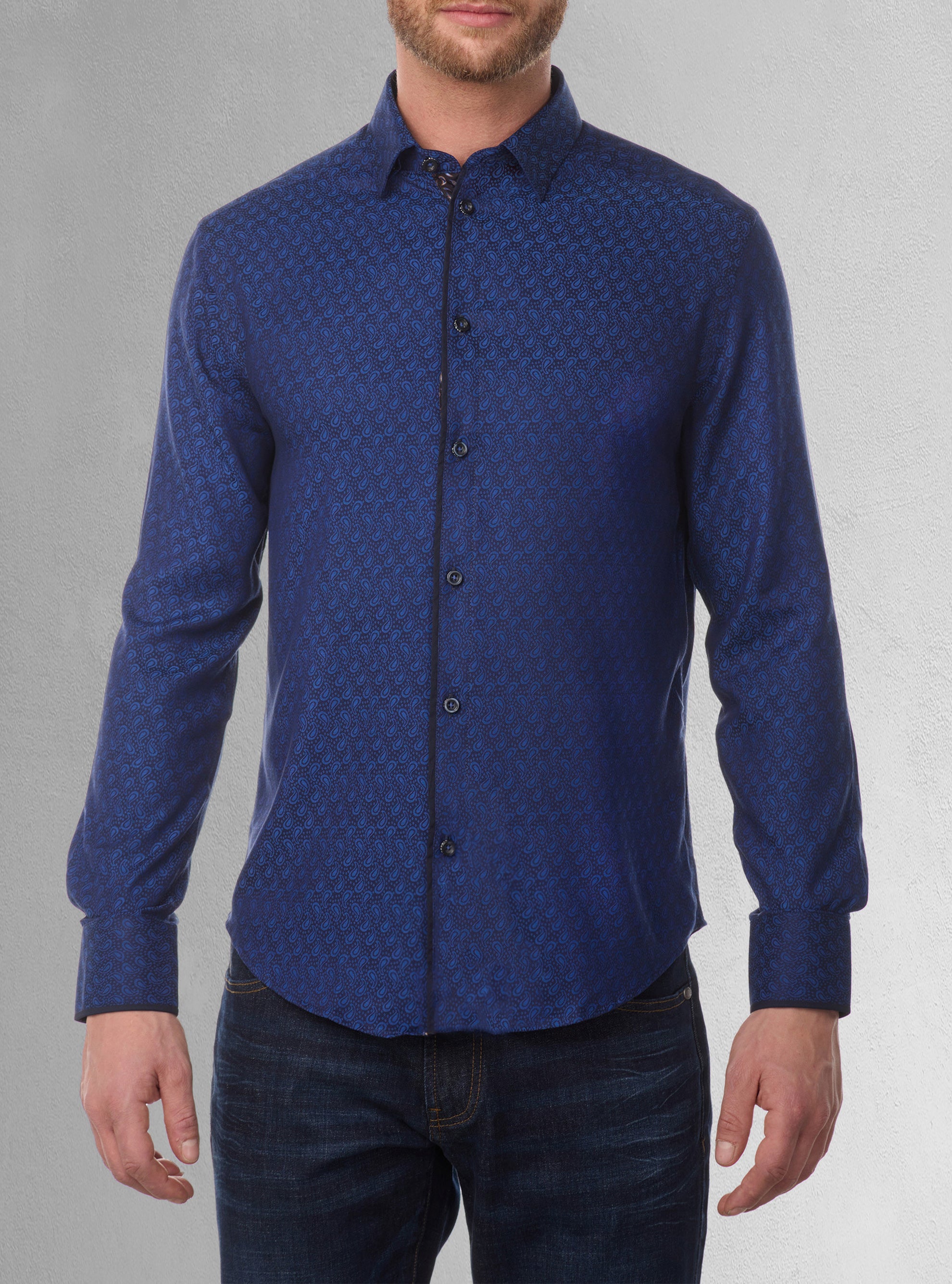 Men&#39;s casual long sleeve stretch shirt