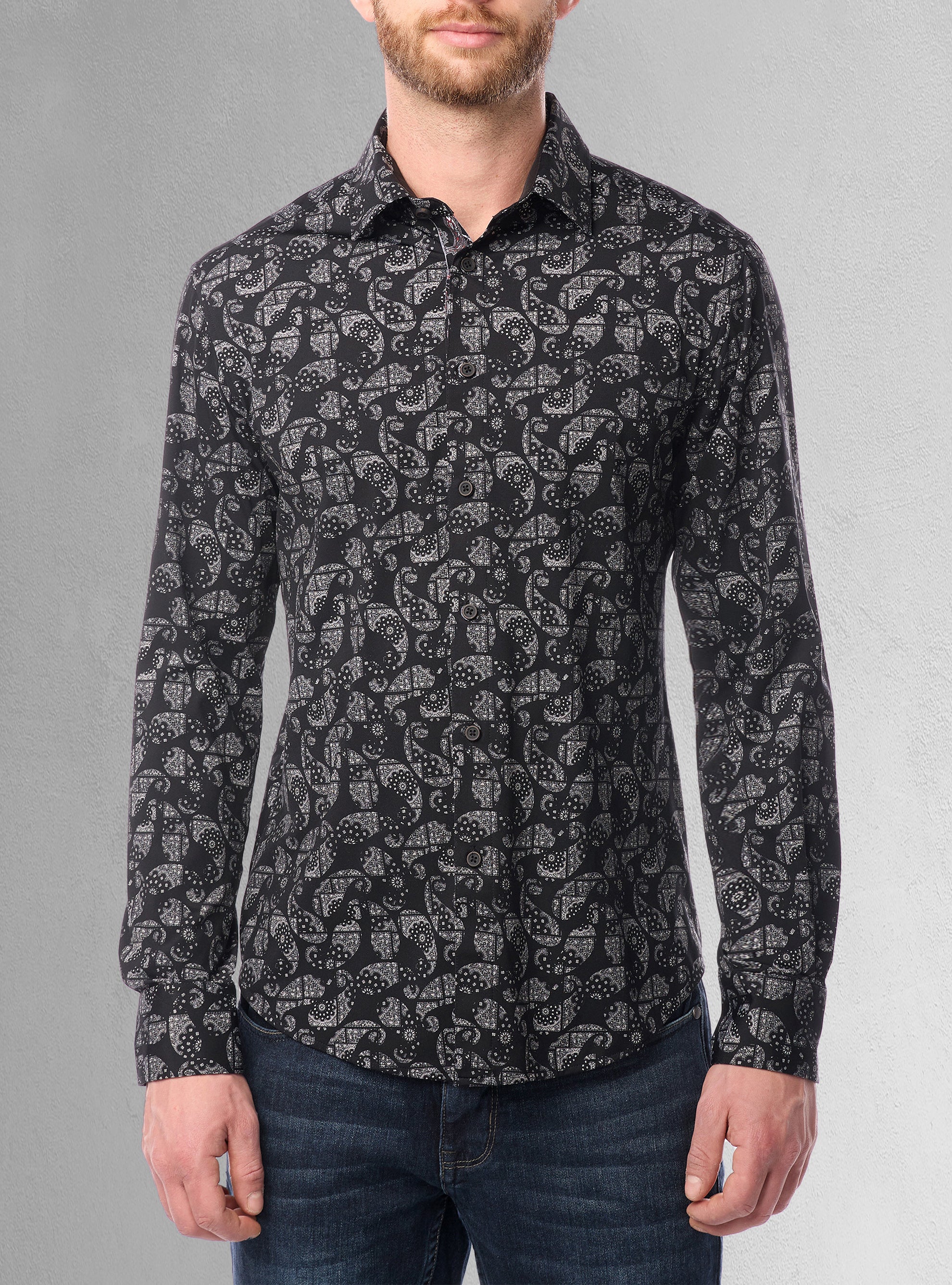 Men&#39;s casual long sleeve stretch shirt