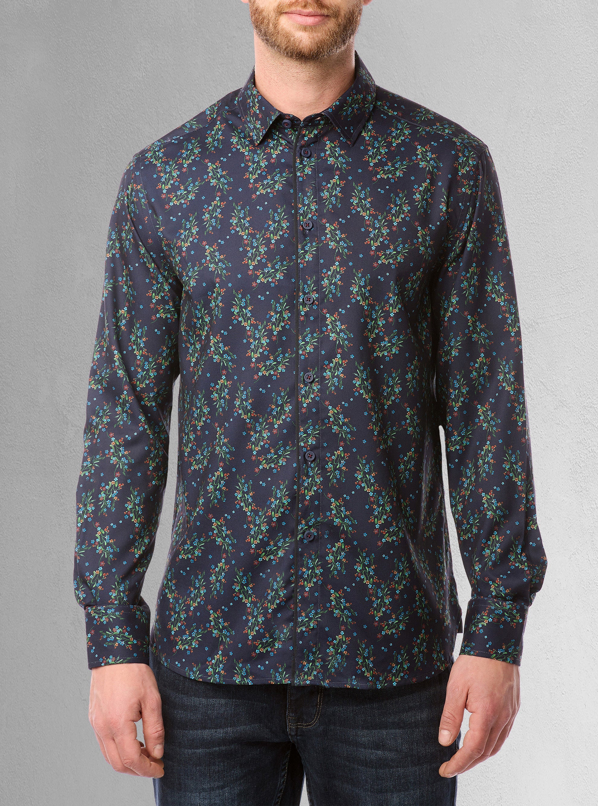 Men&#39;s casual long sleeve stretch shirt