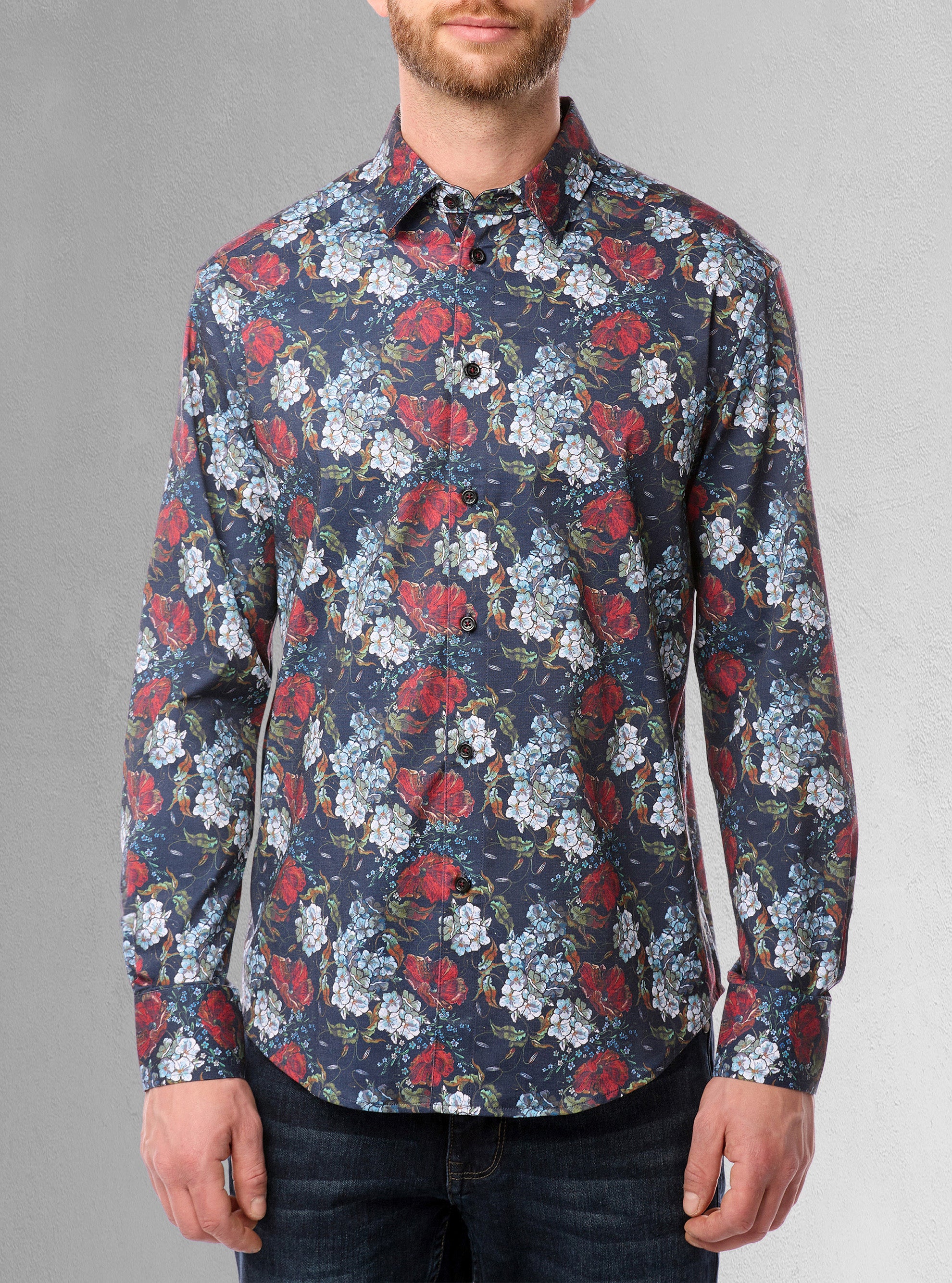 Men&#39;s casual long sleeve stretch shirt