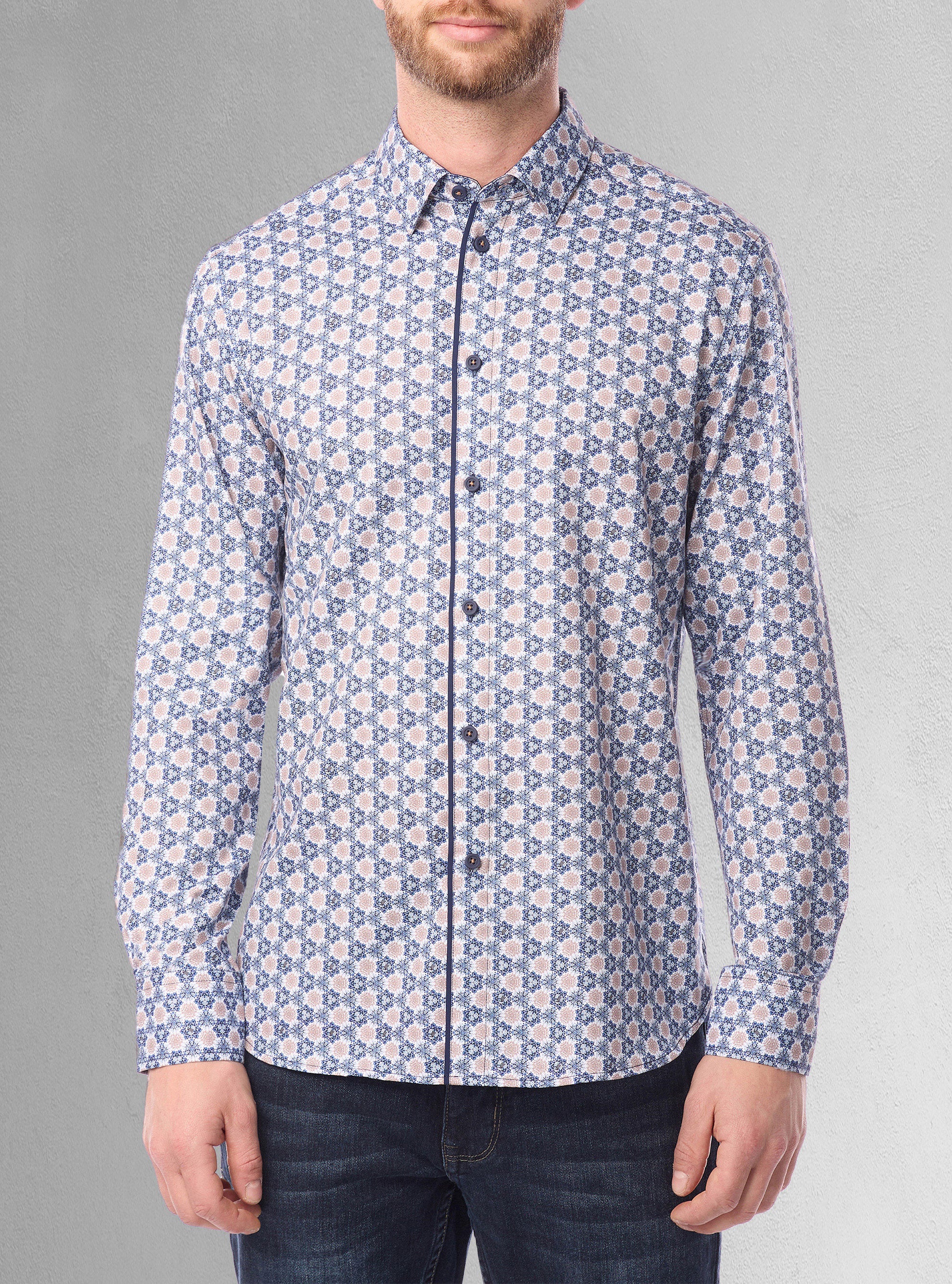 Men&#39;s casual long sleeve stretch shirt