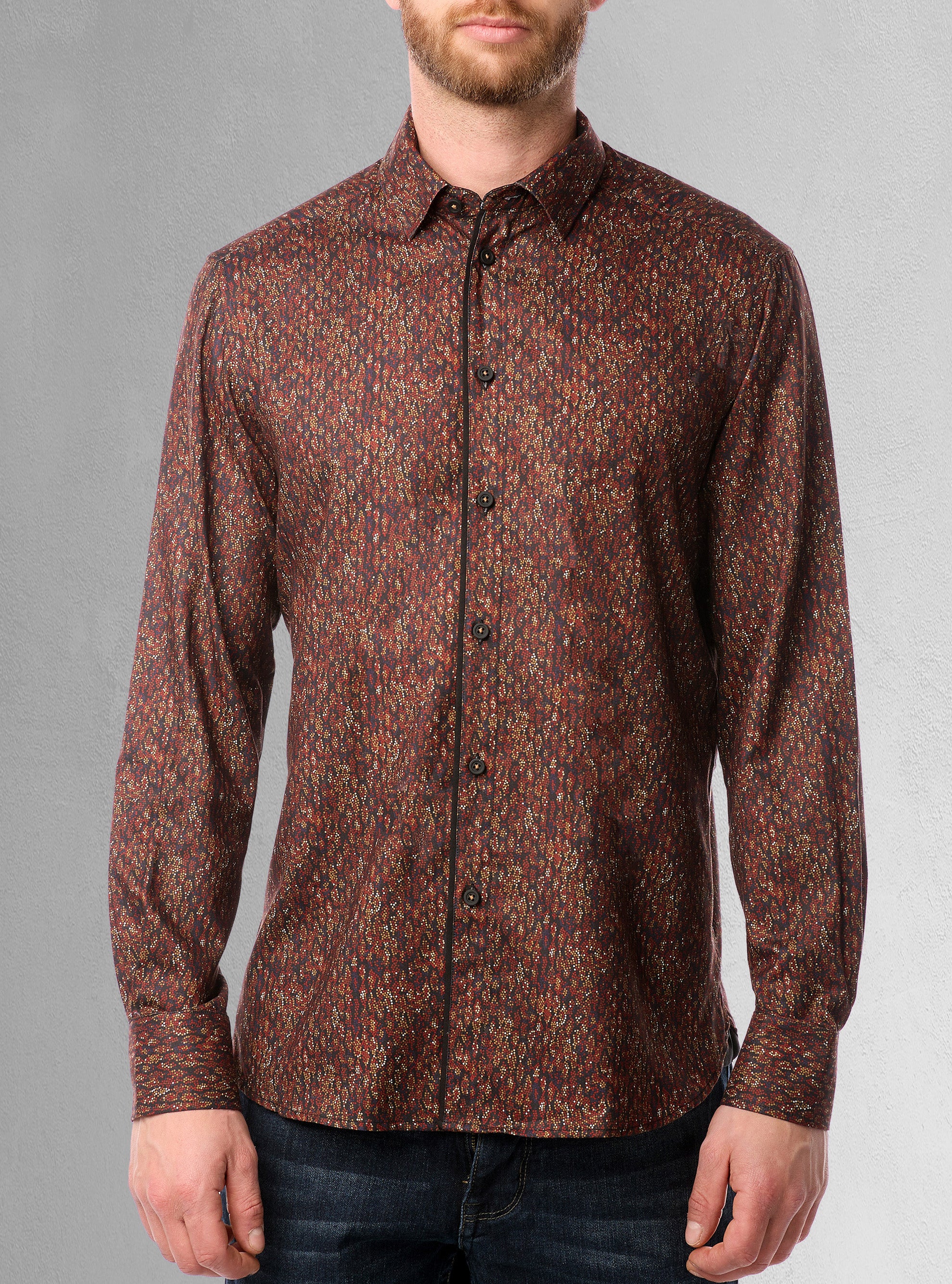 Chemise décontractée à manches longues en stretch pour hommes