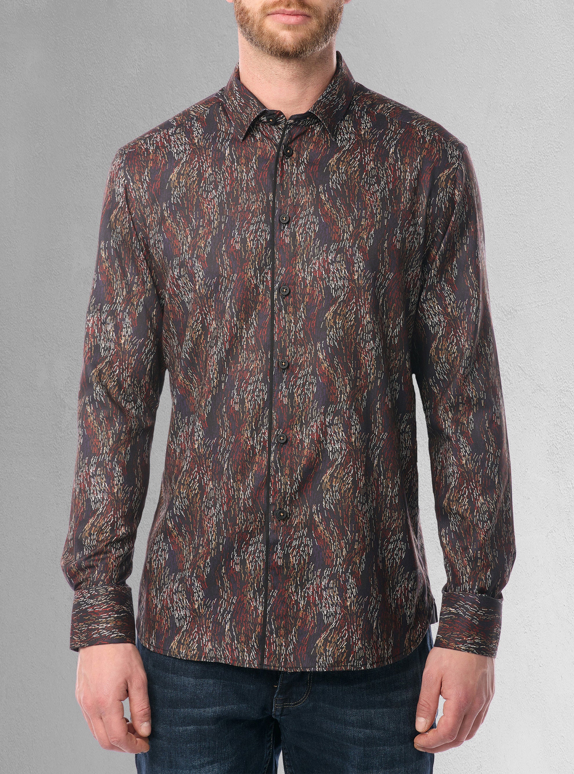 Men&#39;s casual long sleeve stretch shirt