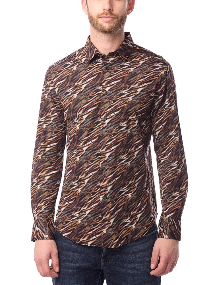 Men&#39;s casual long sleeve stretch shirt