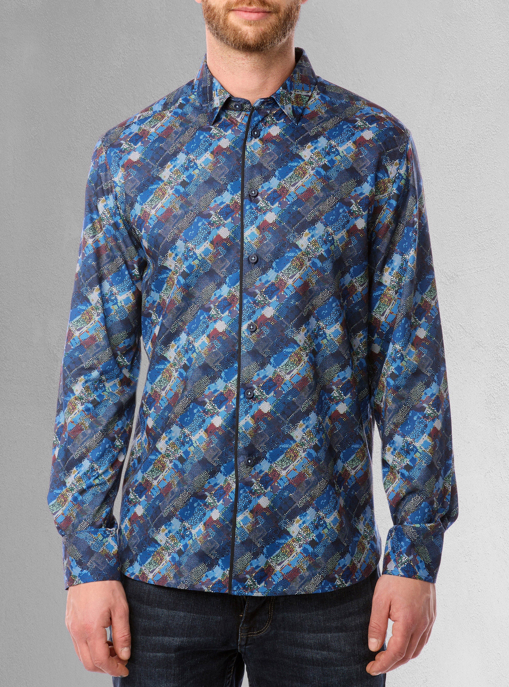 Chemise décontractée à manches longues en stretch pour hommes