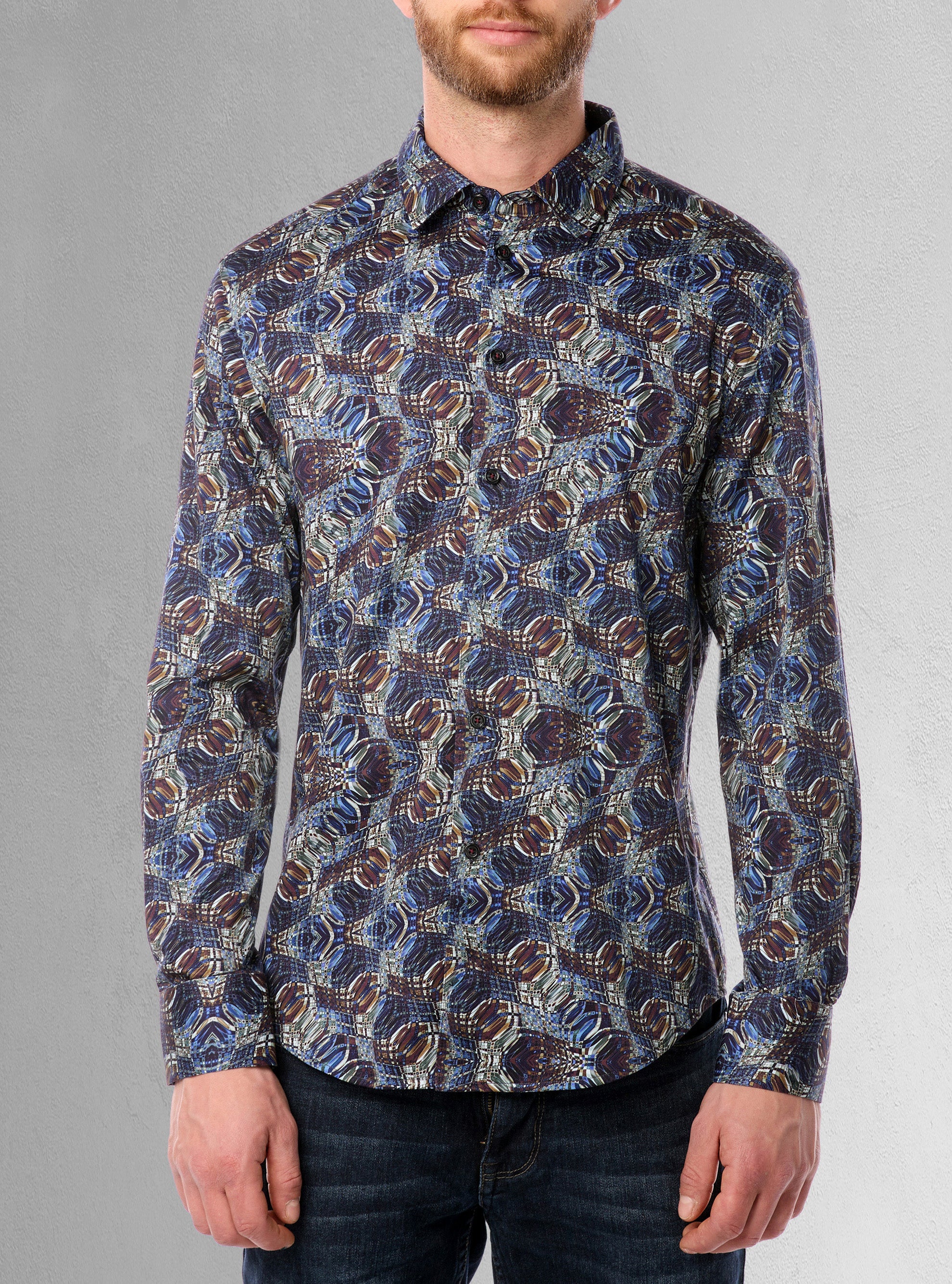 Chemise décontractée à manches longues en stretch pour hommes