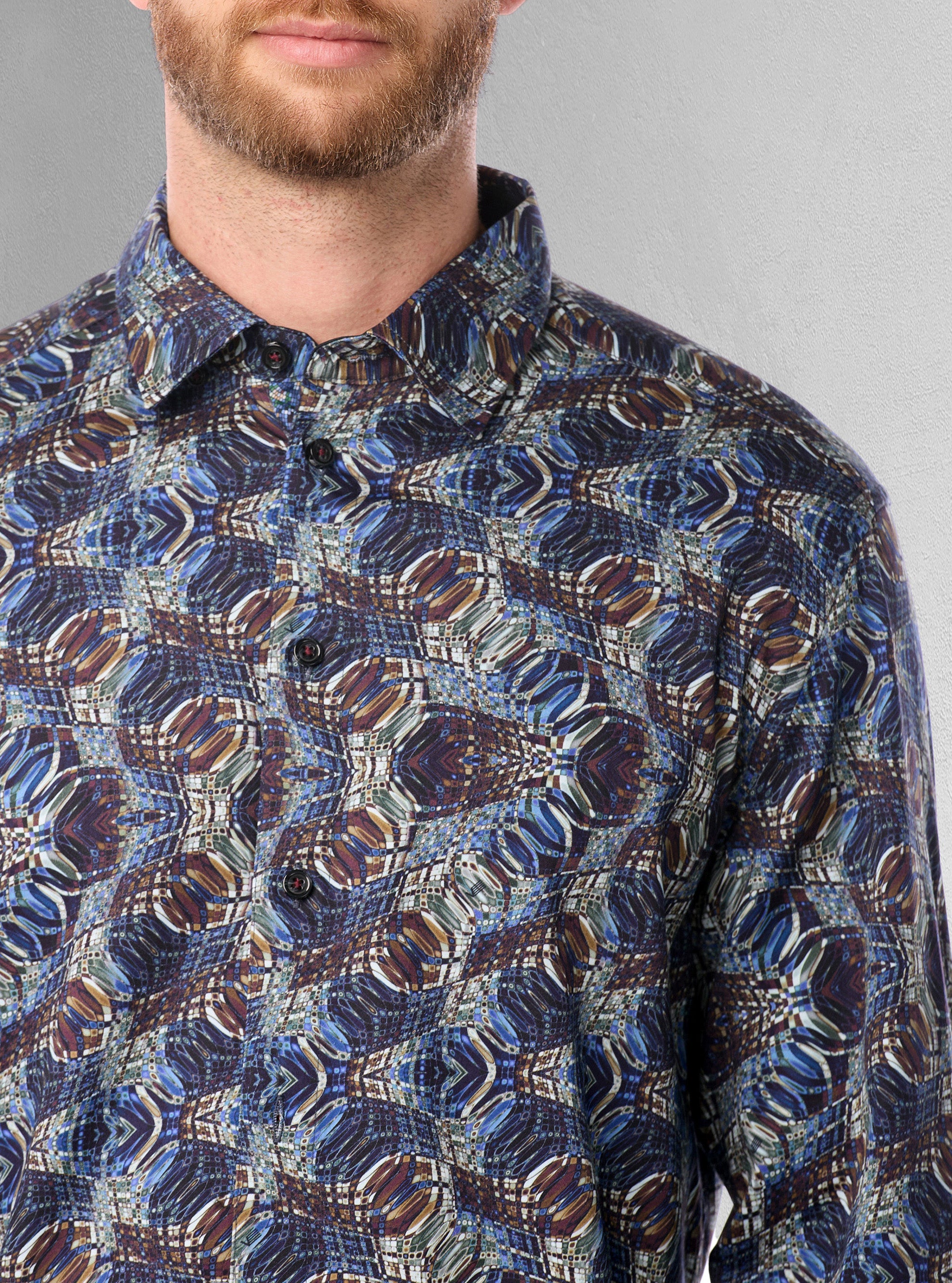 Chemise décontractée à manches longues en stretch pour hommes