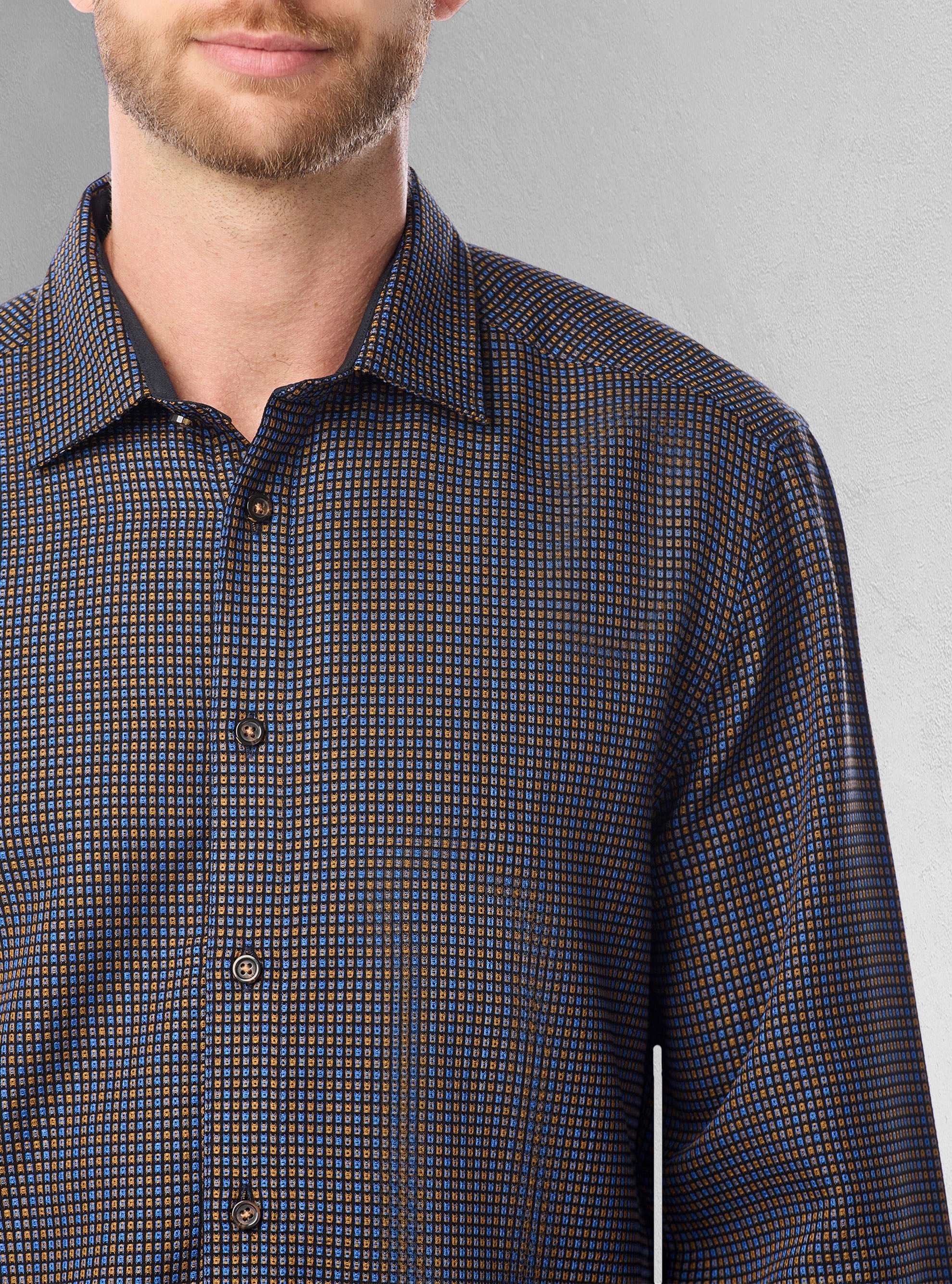 Chemise décontractée à manches longues en stretch pour hommes