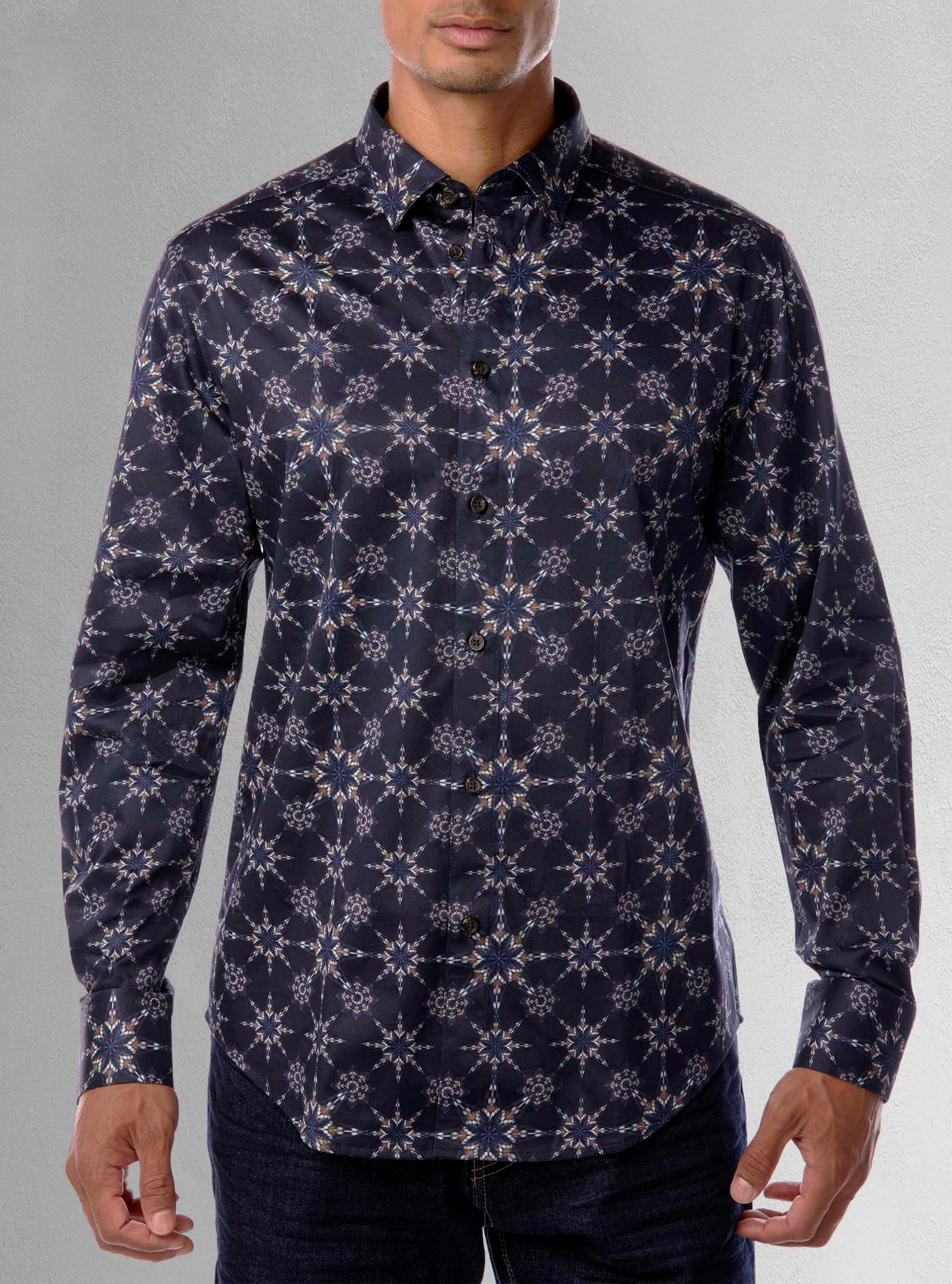 Men&#39;s casual long sleeve stretch shirt
