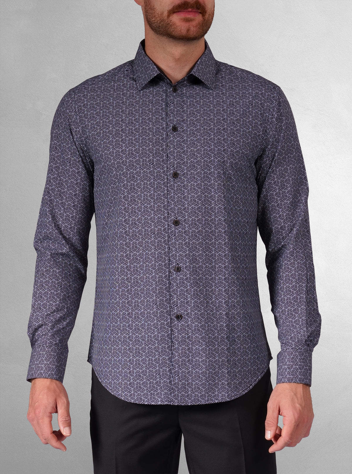 Chemise décontractée à manches longues en tissu extensible pour homme
