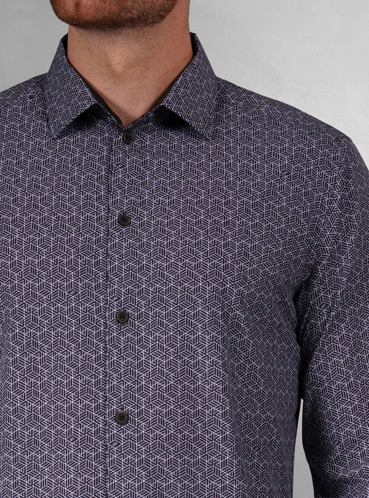 Chemise décontractée à manches longues en tissu extensible pour homme