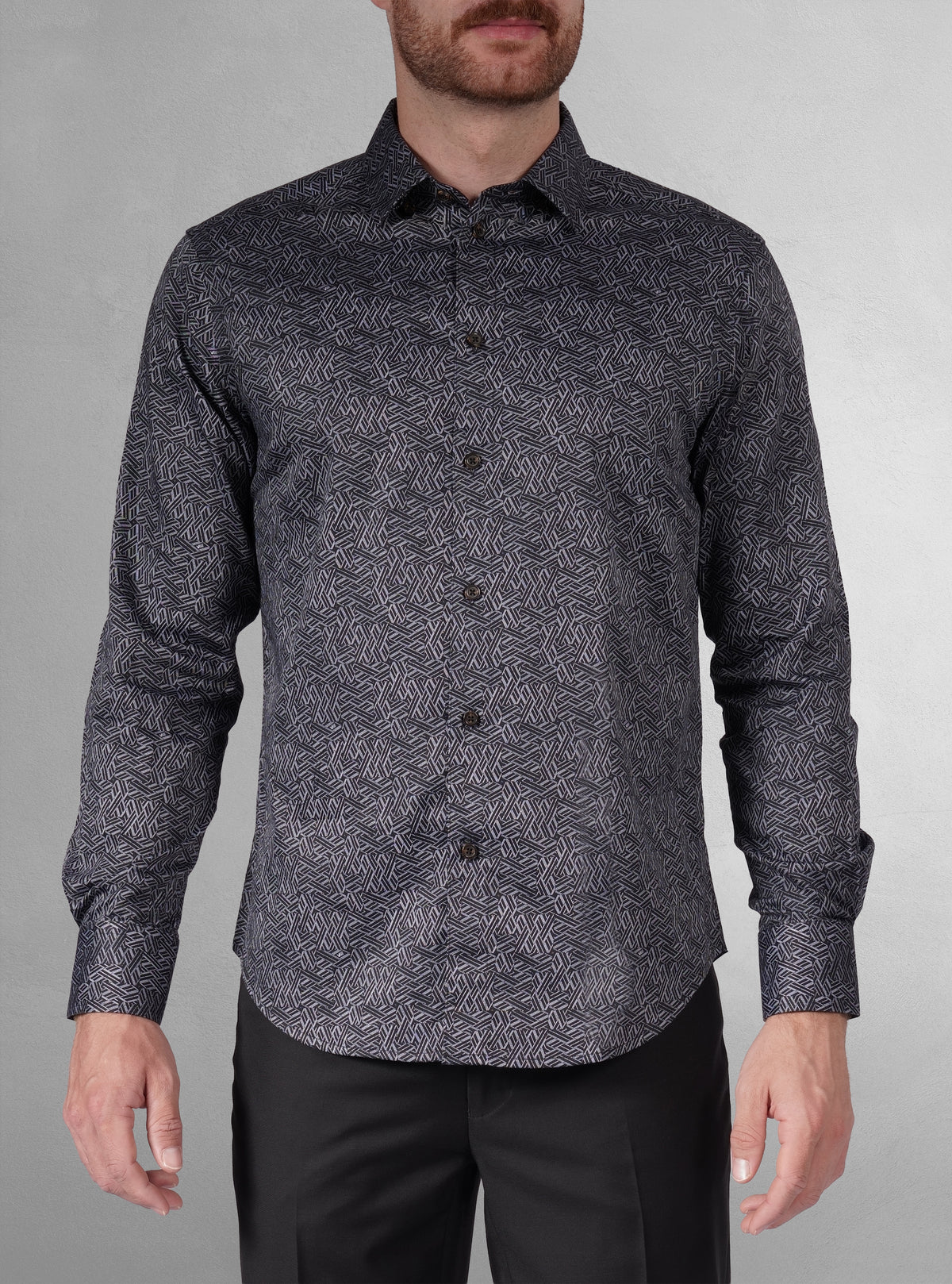 Chemise décontractée à manches longues en tissu extensible pour homme