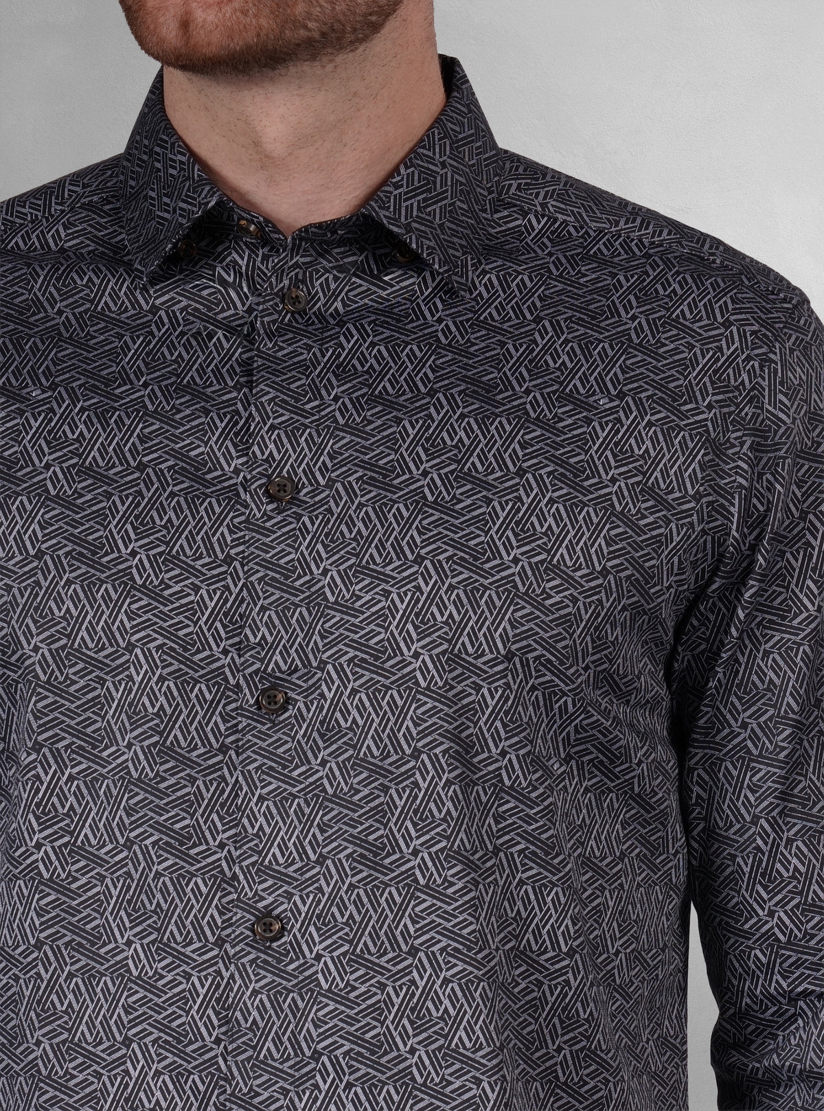 Chemise décontractée à manches longues en tissu extensible pour homme