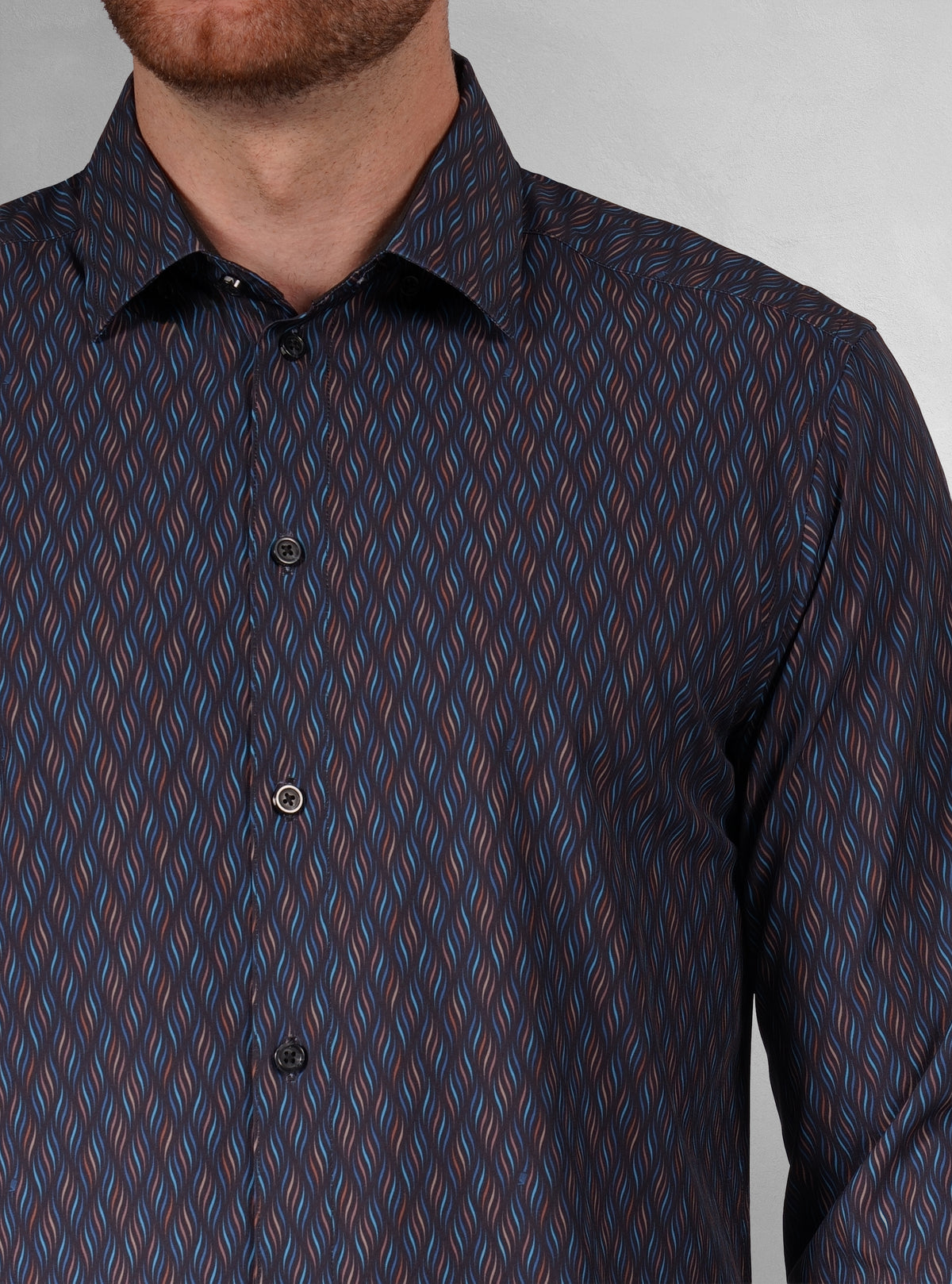 Chemise décontractée à manches longues en tissu extensible pour homme