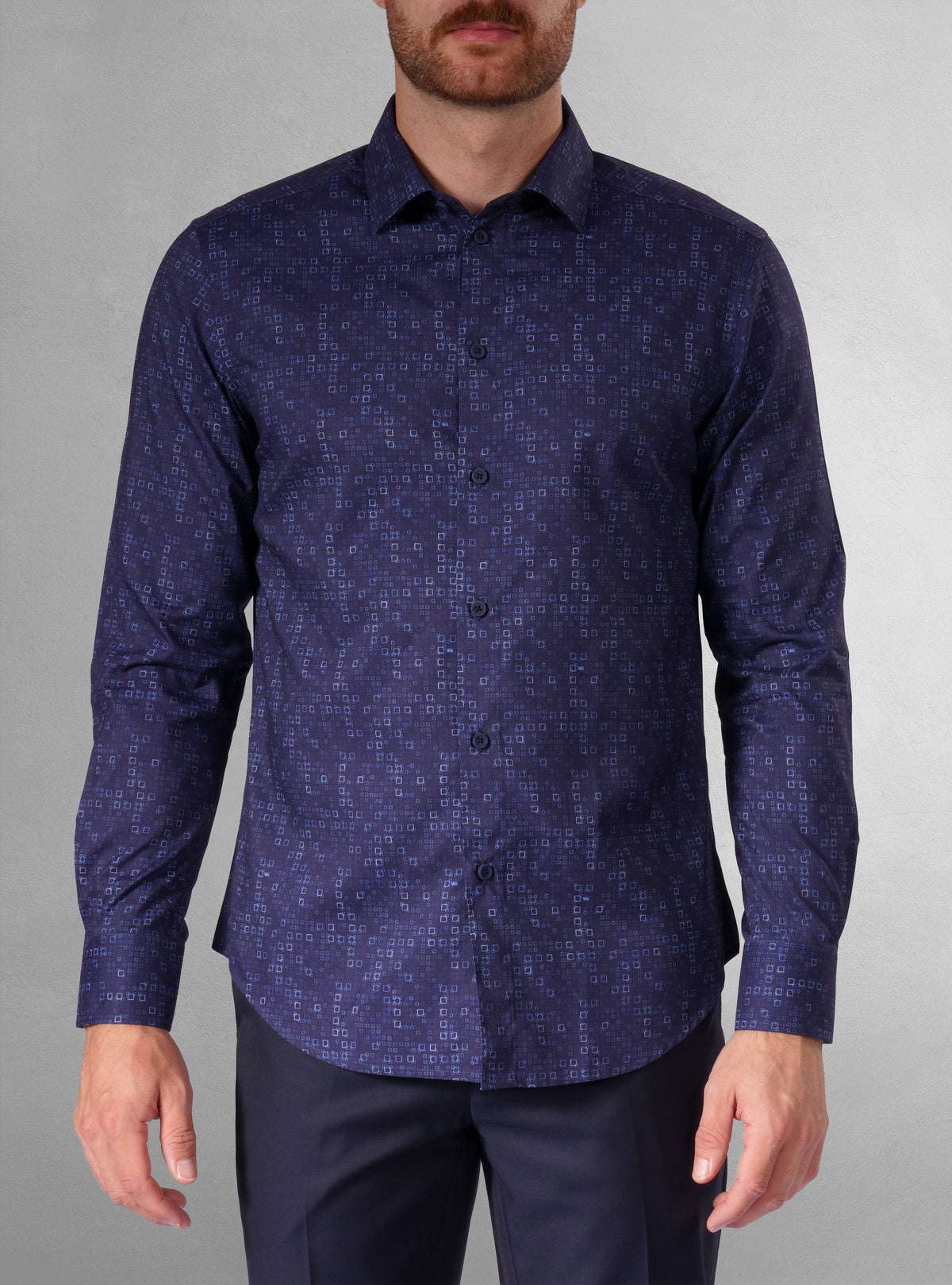 Chemise décontractée à manches longues en tissu extensible pour homme