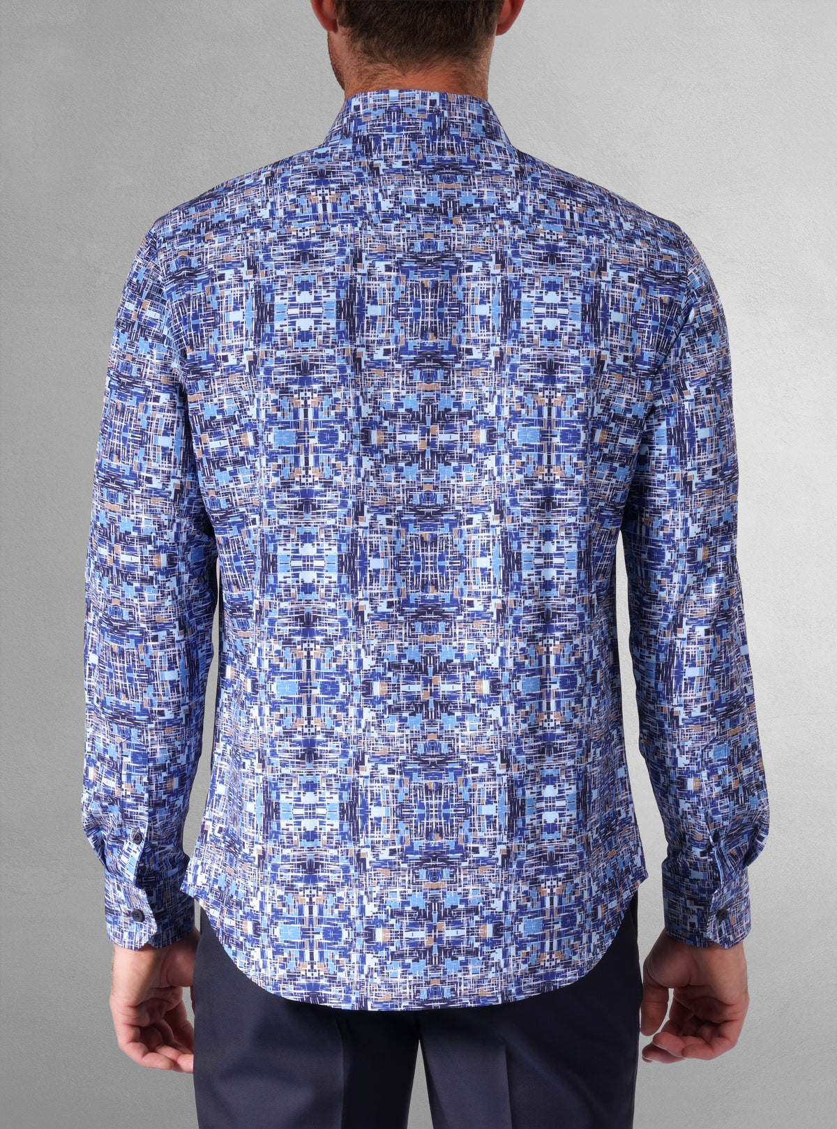 Chemise décontractée à manches longues en tissu extensible pour homme
