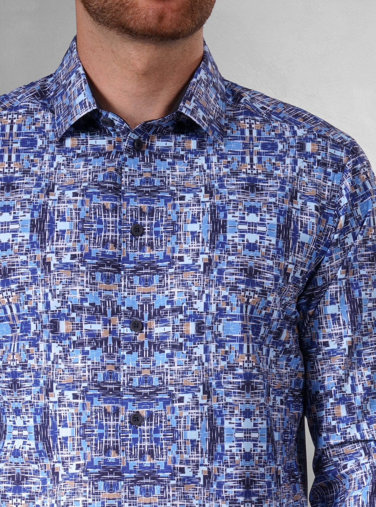 Chemise décontractée à manches longues en tissu extensible pour homme