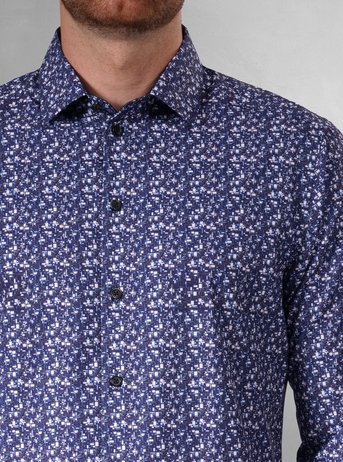 Chemise décontractée à manches longues en tissu extensible pour homme