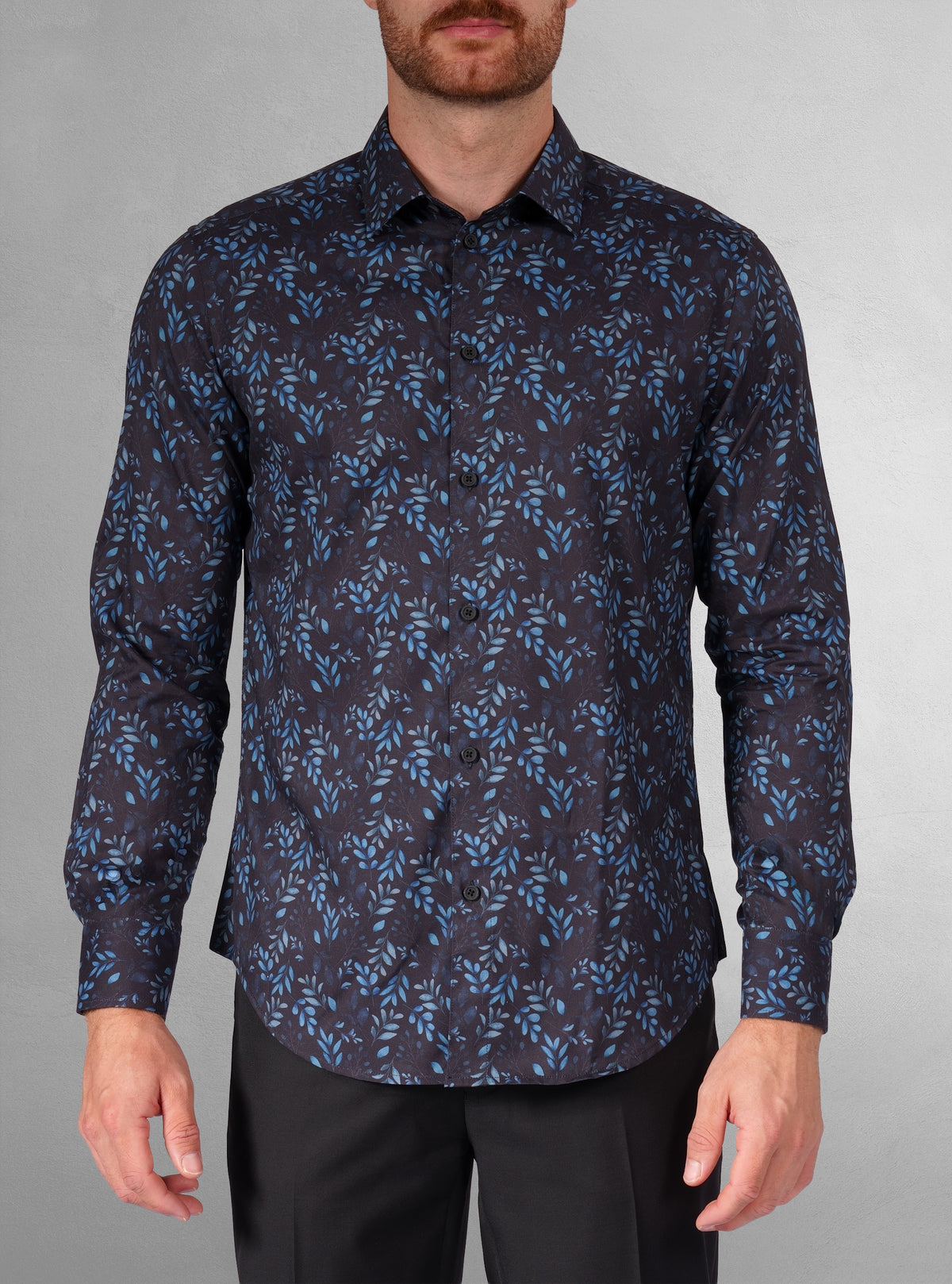 Chemise décontractée à manches longues en tissu extensible pour homme