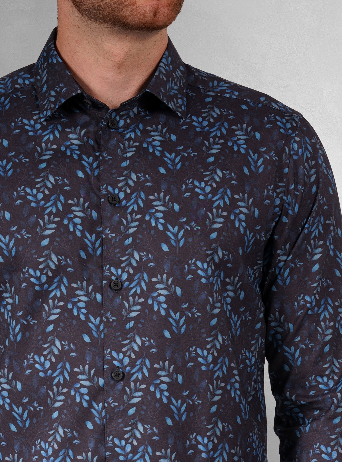 Chemise décontractée à manches longues en tissu extensible pour homme