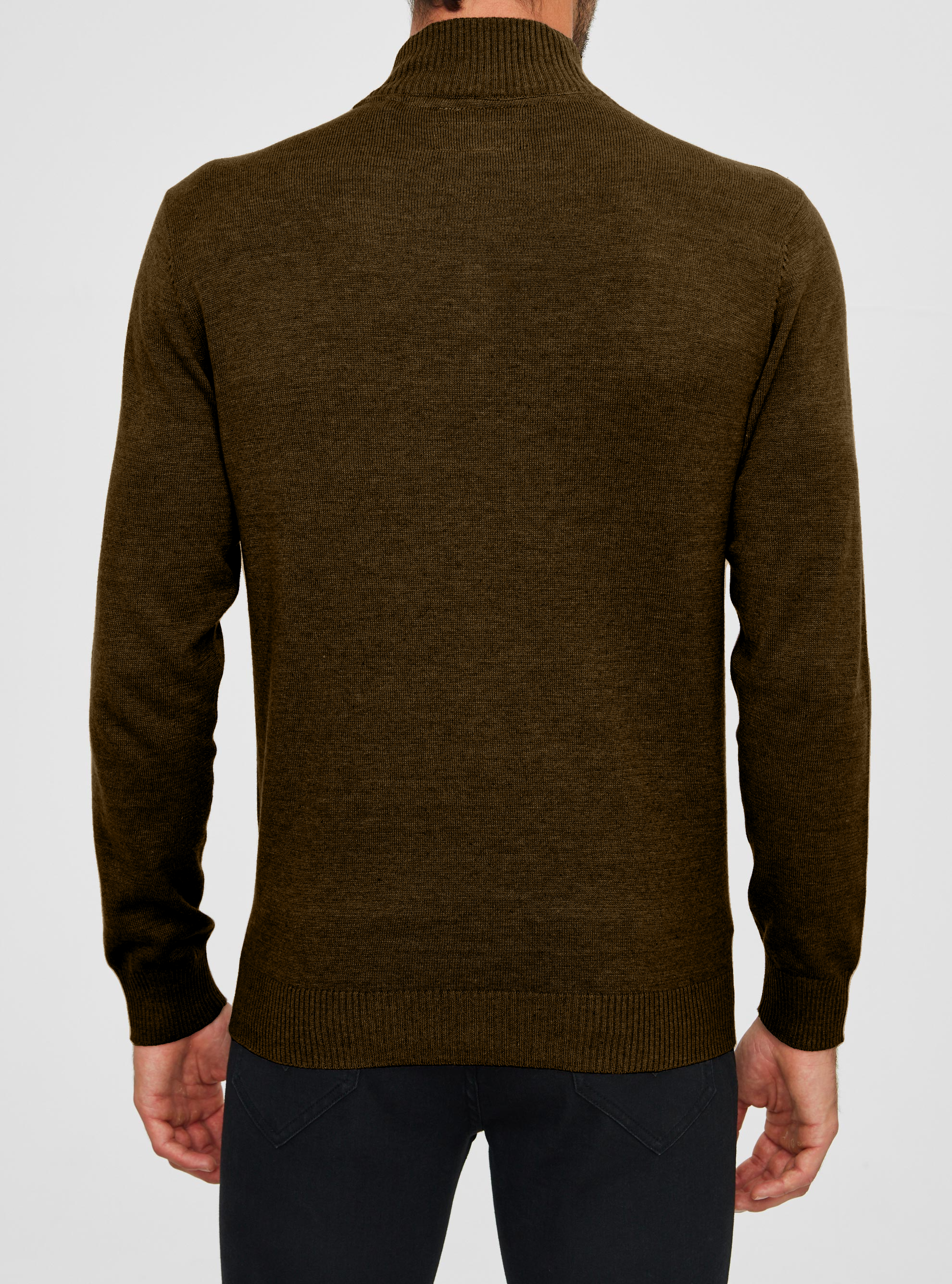 MEN'S BASIC HALF ZIP MOCK NECK SWETER