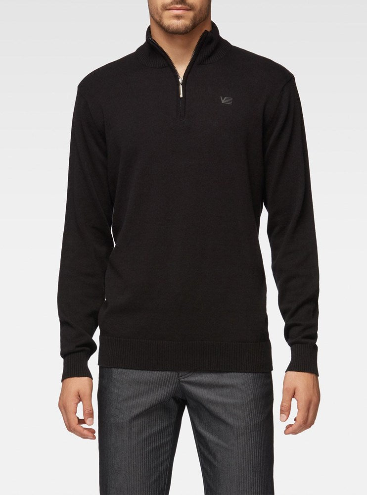 MEN'S BASIC HALF ZIP MOCK NECK SWETER