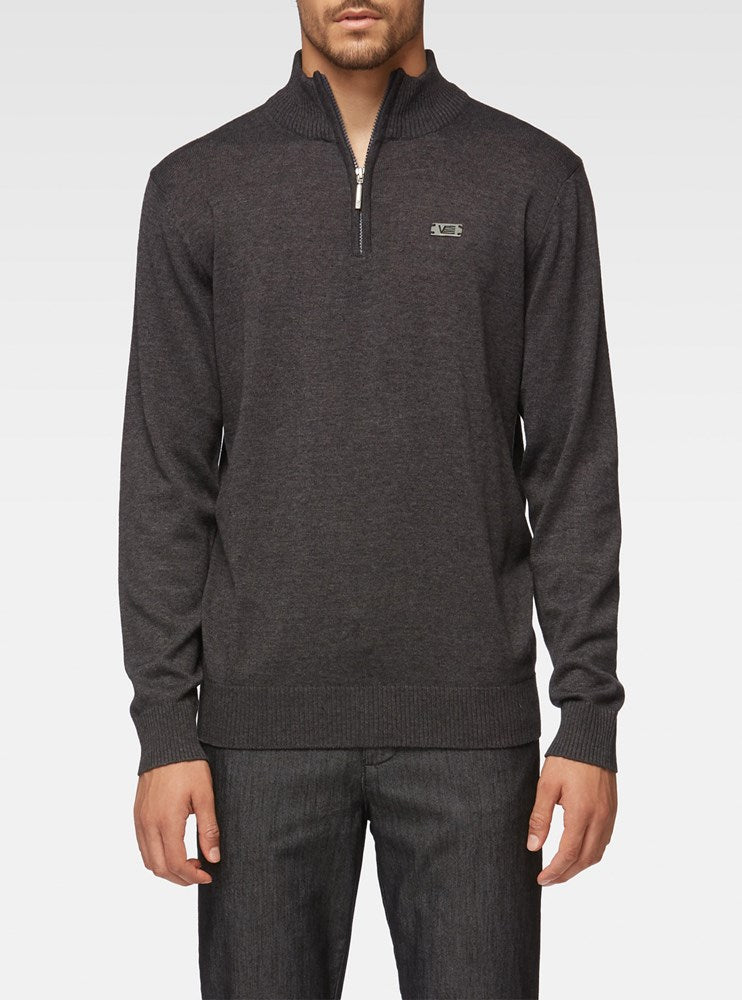 MEN'S BASIC HALF ZIP MOCK NECK SWETER