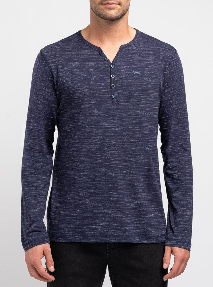 T-SHIRT À MANCHES LONGUES HENLEY POUR HOMMES