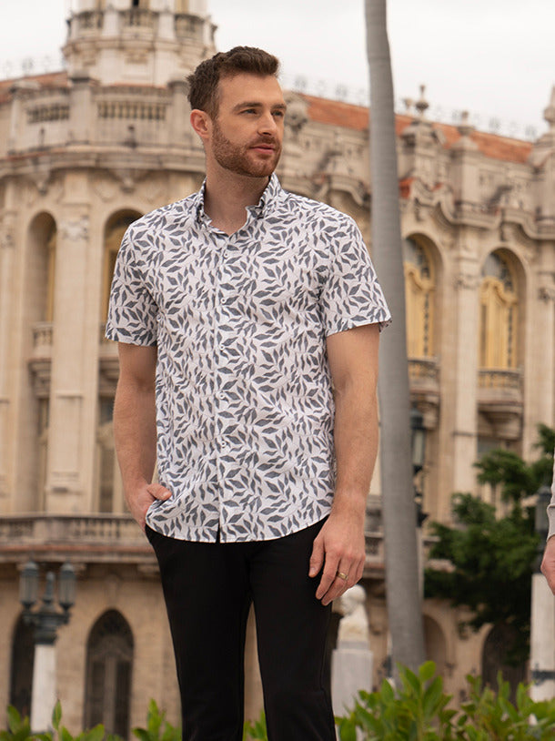 Chemise décontractée en stretch à manches courtes pour hommes