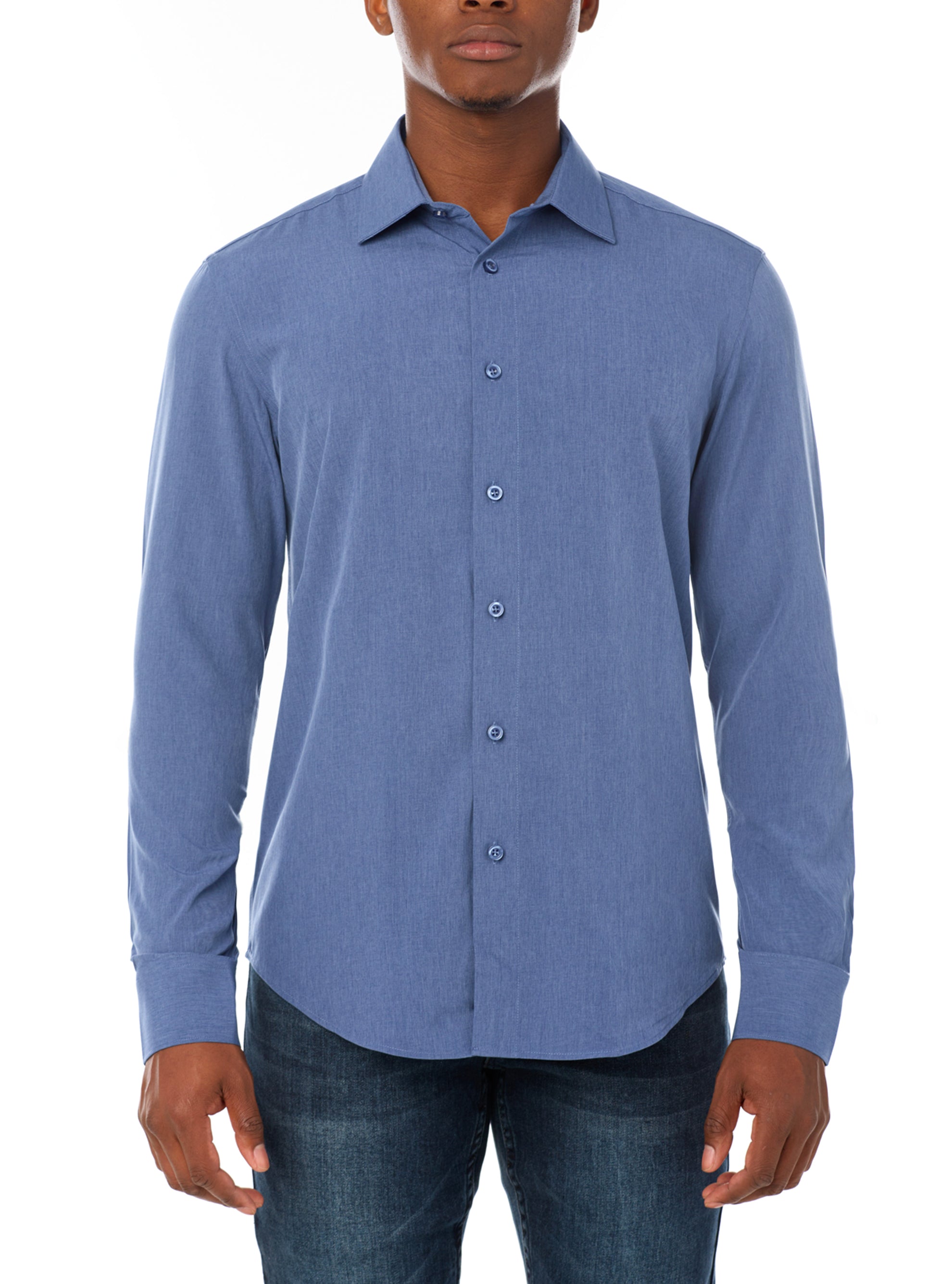 Chemise extensible french blue unie