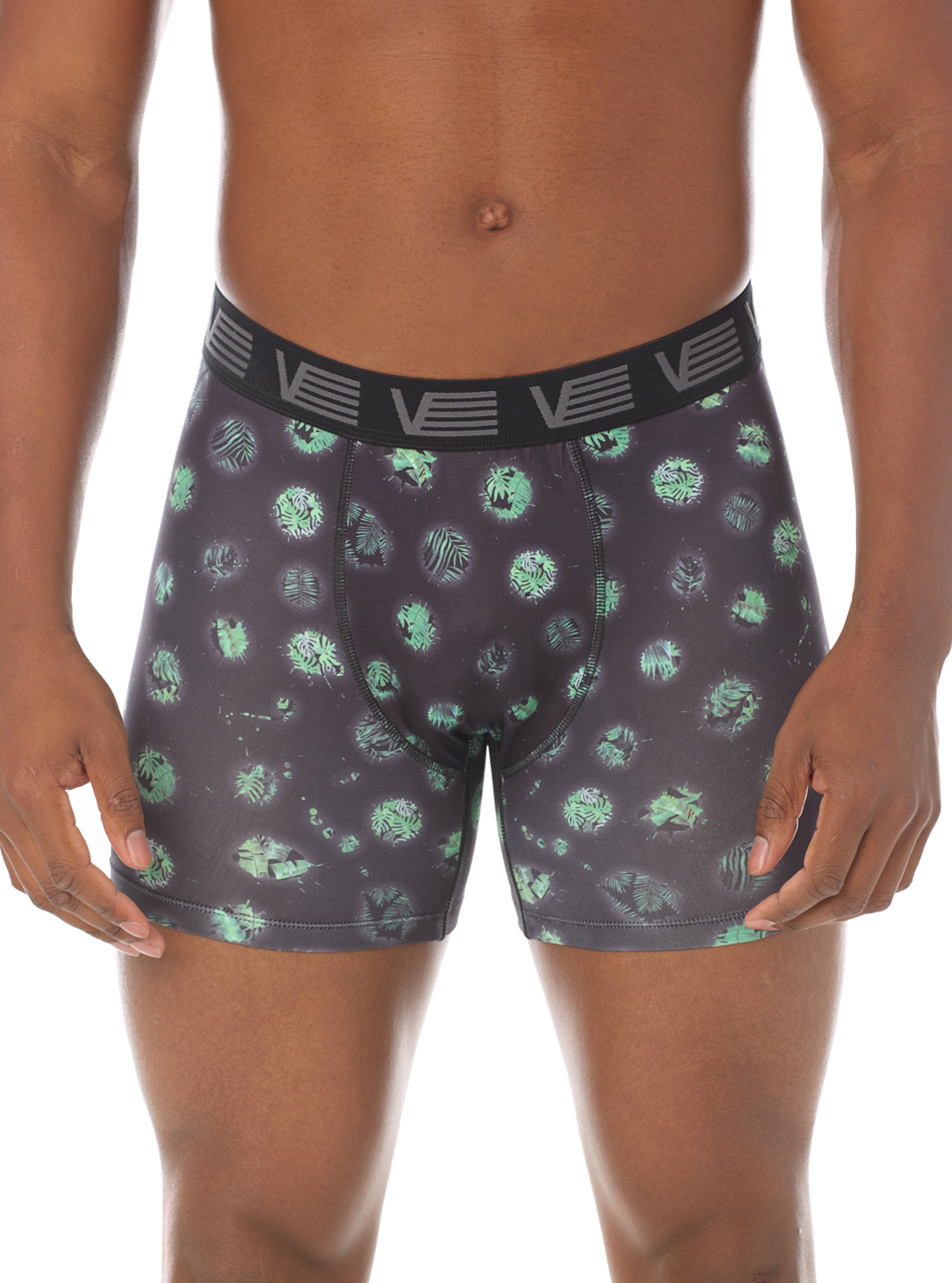 Men's boxer shorts with plant pattern print